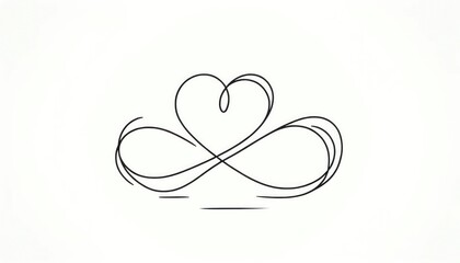 A graceful line drawing that merges the universal symbol of a heart with the infinite loop of an infinity sign. Minimalist artwork captures the timeless concept of everlasting love and continuity.