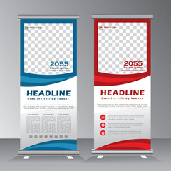 roll up banner design, vertical banner template design, business stand template. x banner, vector eps 10,