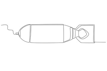Illustration of a nuclear rocket. Nuclear weapon one-line drawing