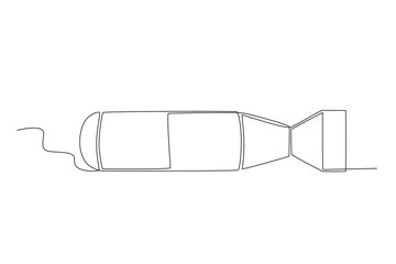 Side view of nuclear rocket. Nuclear weapon one-line drawing