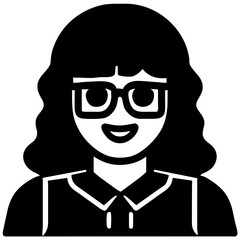Icon of a girl office worker in glasses and shirt