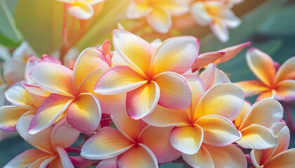 soft sweet orange flower background from plumeria frangipani flowers