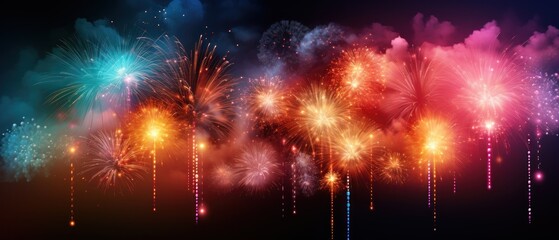 Fireworks summer sky background New Year's Eve Fireworks celebration background. Celebration concept. Fireworks. Event Concept. 