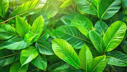 the fresh tropical green leaves background
