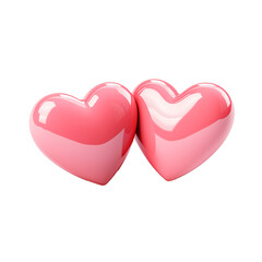 Two pink hearts on a white background. 3d rendering, 3d illustration