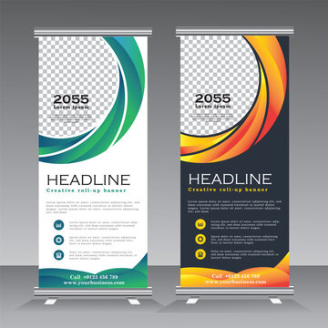 Roll Up Design with Image Space, Standee Design, Banner Template, business concept and advertisement, Presentation and Brochure Flyer, display banner, Vector eps 10