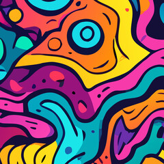 Wavy Colorful vibrant abstract background psychedelic graffiti funky digital wall paper 
