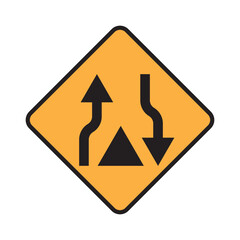 traffic sign icon, dual carriageway end sign - obrazy, fototapety, plakaty