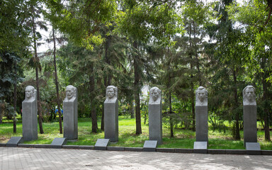 monument to the fallen revolutionaries in the central park in the city of Omsk in the summer 2023