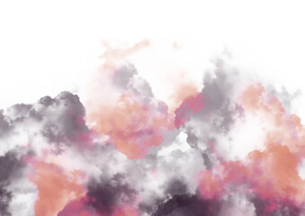 red and grey cloudscape on transparent background clip art