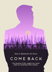 Cool movie poster with purple double exposure effect