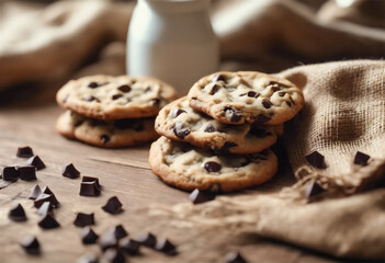 Momento Goloso- Cookies con Gocce di Cioccolato su Sacchetto di Iuta