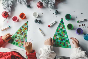 Idea for Christmas creativity with children - obrazy, fototapety, plakaty