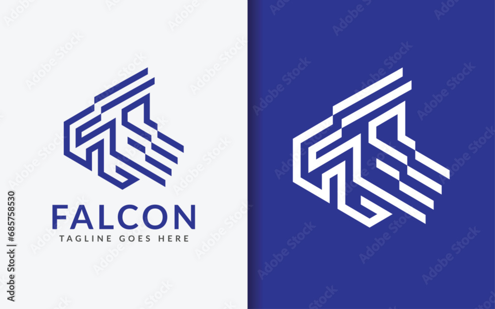 Poster abstract minimalist falcon head logo design with stylish lines combination concept. modern vector lo