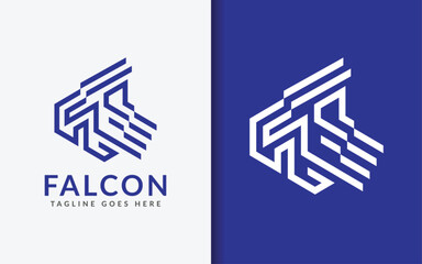 Abstract Minimalist Falcon Head Logo Design with Stylish Lines Combination Concept. Modern Vector Logo Illustration.