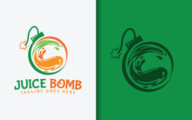 Juice Bomb Logo Design. Fresh Colorful Juice Splash Combined with Bomb ready to Explode. Modern Stylish Vector Logo Illustration.
