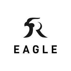 Negative Space Eagle Initial R logo design inspiration