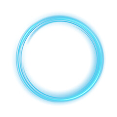 Blue modern magic witchcraft circle with runes. Ethereal fire portal sign with strange flame spark. Decor elements for magic doctor, shaman, medium. Luminous trail effect. PNG.
