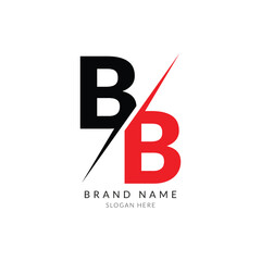bb black red letter logo template design. - obrazy, fototapety, plakaty