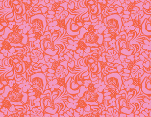 Trendt abstract seamless vector patterns in Matisse style withNature Botanical garden flower abd leaves