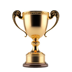 Fototapeta na wymiar Gold trophy with path isolated on transparent background
