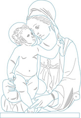 Vector sketch illustration of classic ethnic vintage roman greek statue design mother maria