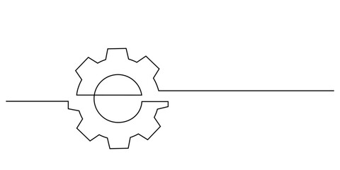 gear one line drawing minimalism mechanical engineering electronic illustration