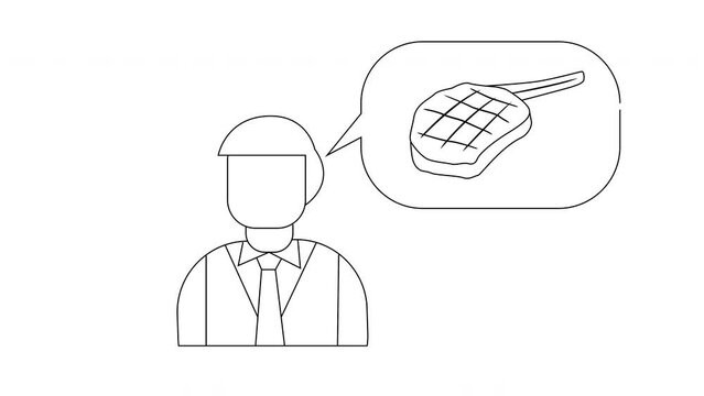 animated sketch of a man with a tomahawk meat sketch