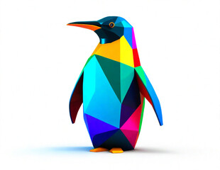 Fototapeta premium 3d renders colorful of a penguin with white background.