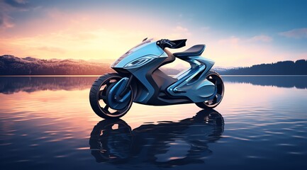 a motorcycle on the water