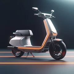 Foto op Plexiglas a white scooter with orange lights © ion