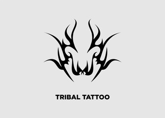 Vector illustration black tribal tattoo dragon head 