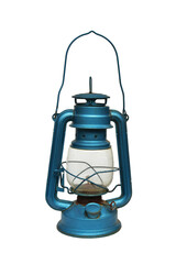 blue antique lantern isolated on white background with clipping path.