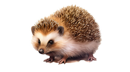 Naklejka premium A small hedgehog on a transparent background, PNG image with background removed, Created with Generative Ai technology.