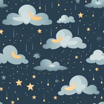 a pattern of clouds and stars