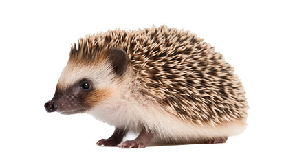 Fototapeta premium A small hedgehog on a transparent background, PNG image with background removed, Created with Generative Ai technology.
