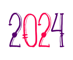 2024 Happy New Year Abstract Pink And Purple Graphic Design Vector Logo Symbol Illustration