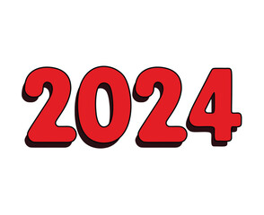 2024 Happy New Year Abstract Red Graphic Design Vector Logo Symbol Illustration