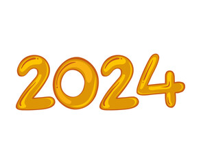 2024 Happy New Year Abstract Yellow Graphic Design Vector Logo Symbol Illustration