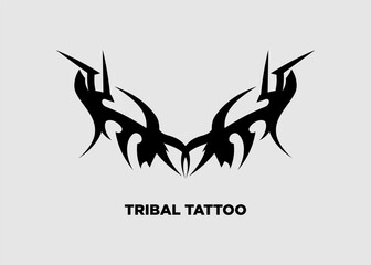 Vector illustration black tribal tattoo dragon head 