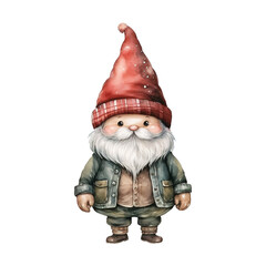 gnome with a cute red hat and sweater. AI generated image