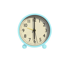 Pastel Round Alarm Clock in 6 o'clock Isolated on transparent background, png file