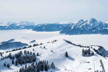 Fototapeta na wymiar ski resort in the mountains in Switzerland