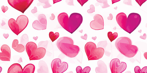 Heart seamless watercolor pattern with colorful symbols love. Illustration for Valentine day, birthday or wedding