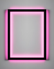 Empty frame with neon lights mockup background