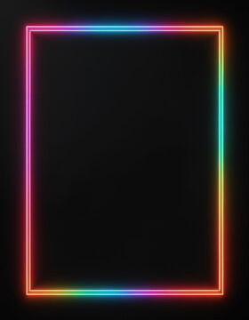 Empty frame with neon lights mockup background