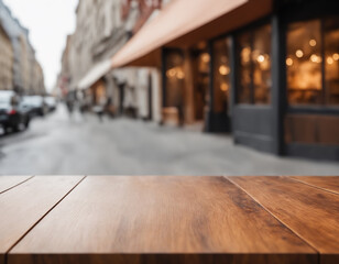 Table view on a restaurant terrace, mockup background