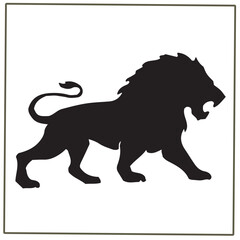 lion black silhouette . Lion isolated on a white background. Walking lion  vector .