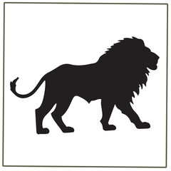 lion black silhouette . Lion isolated on a white background. Walking lion  vector .