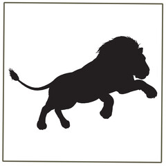 lion black silhouette . Lion isolated on a white background. Walking lion  vector .
